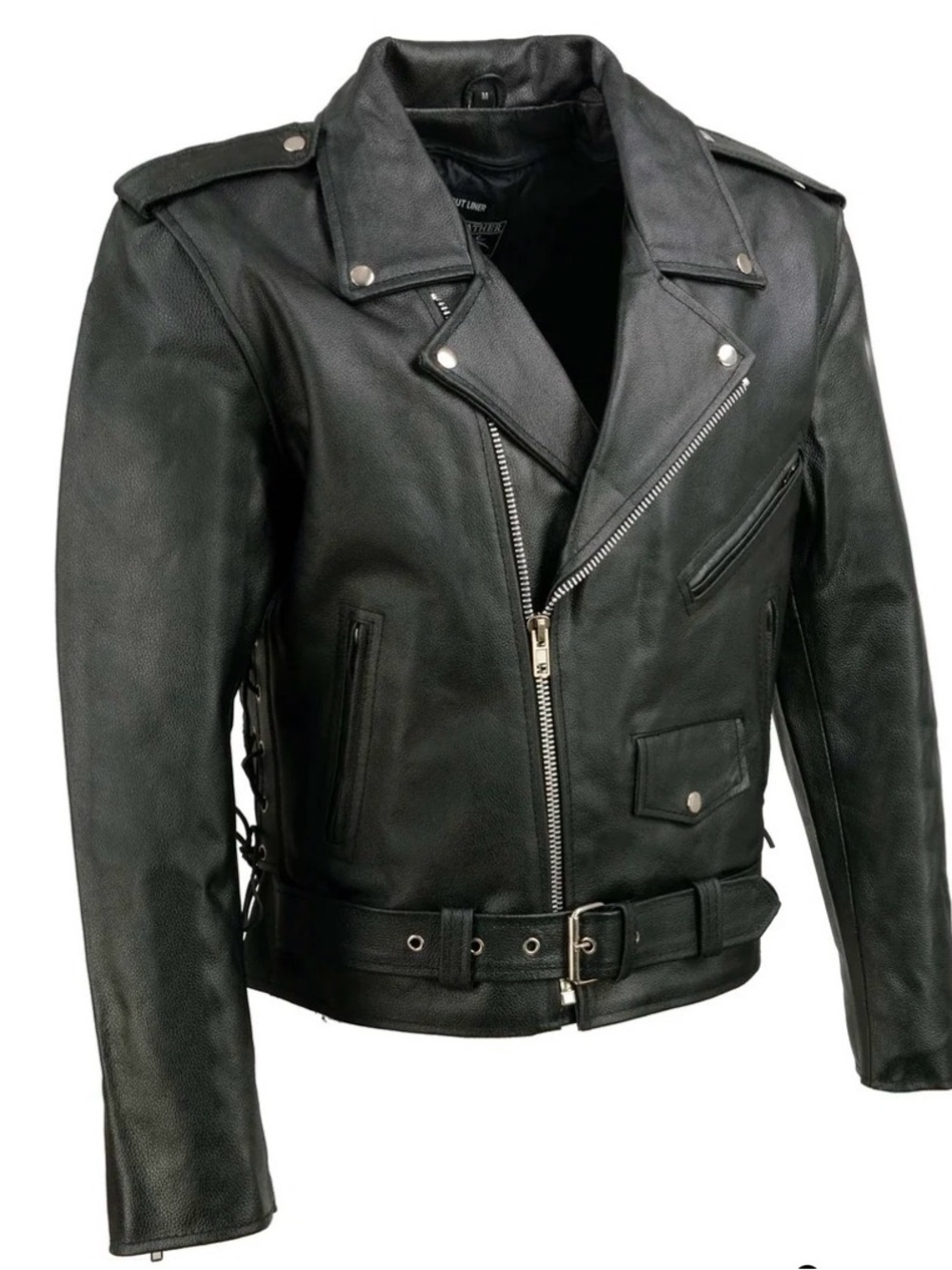 Men’s Black Leather Jacket 5X